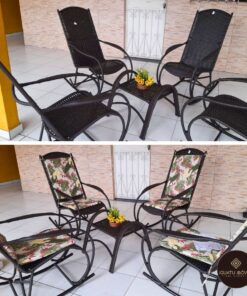 Conjunto da Vovó em área externa seguindo a tendência outdoor living